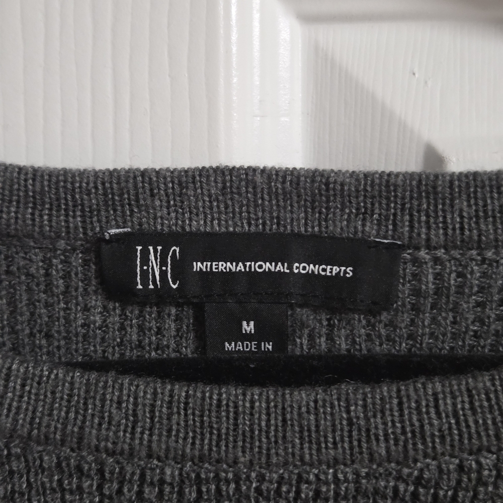INC International Concepts Charcoal Knit Sweater With Side Zippers Size M - Picture 3 of 7